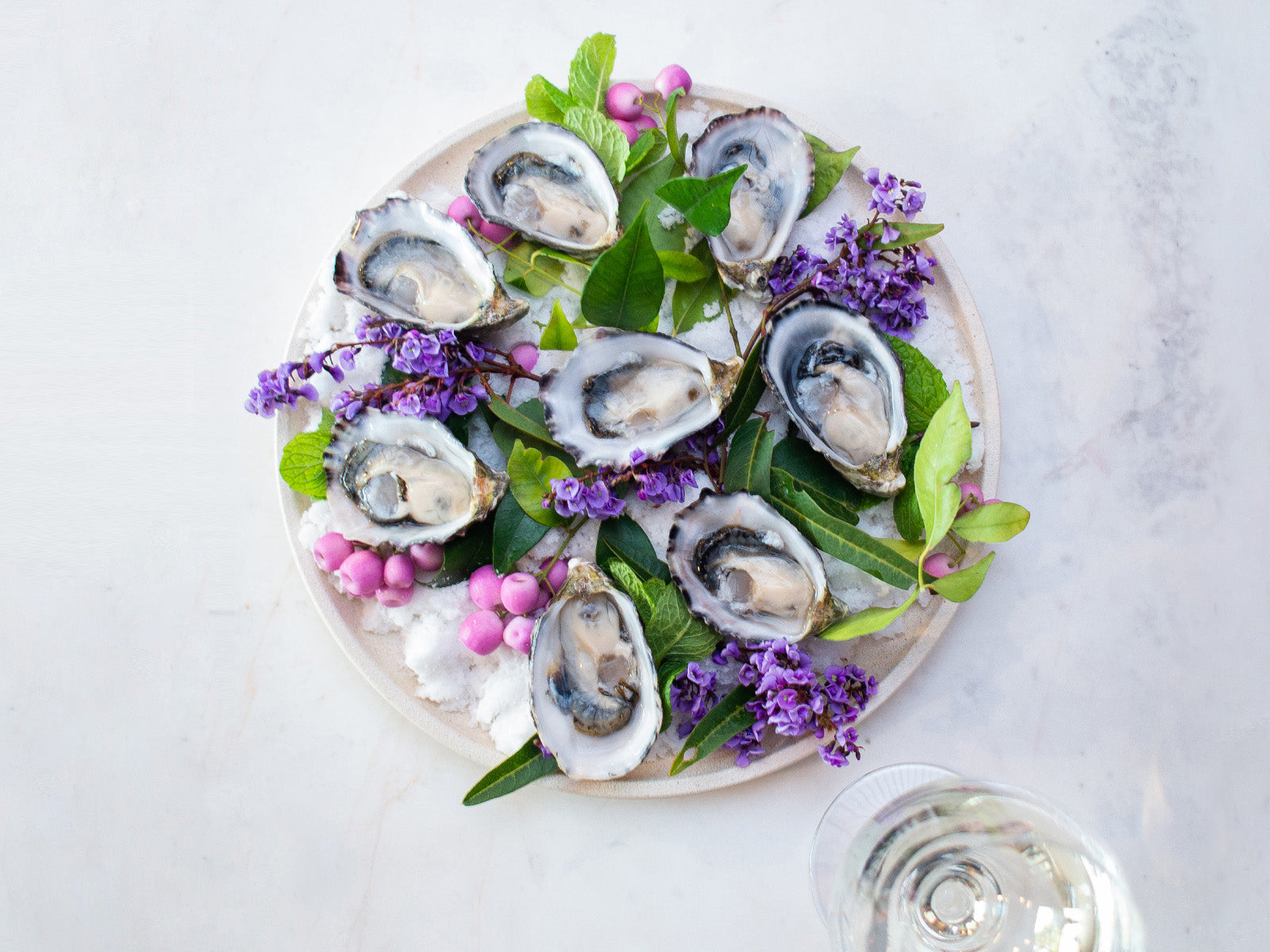 Gazander oysters, Prue's verjus and gin ice