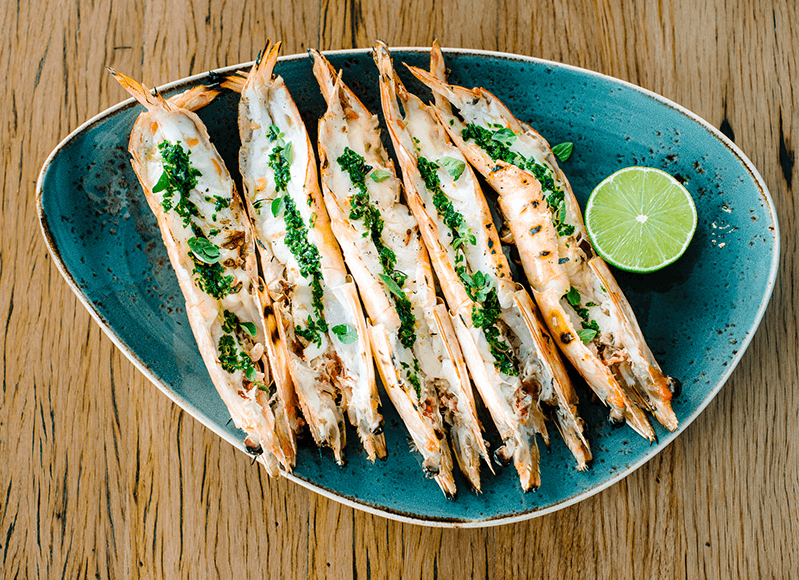 Grilled Prawns With Oregano and Lime